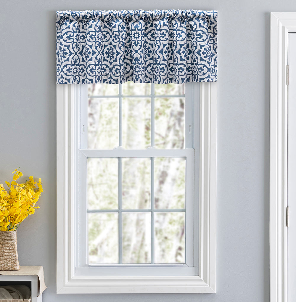 Athens Valance Navy Tailored Valance Kitchen Valances Swags Galore