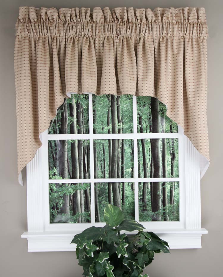 Boxwood Lined Swag Set Sand RHF Lined Valances Swags Galore