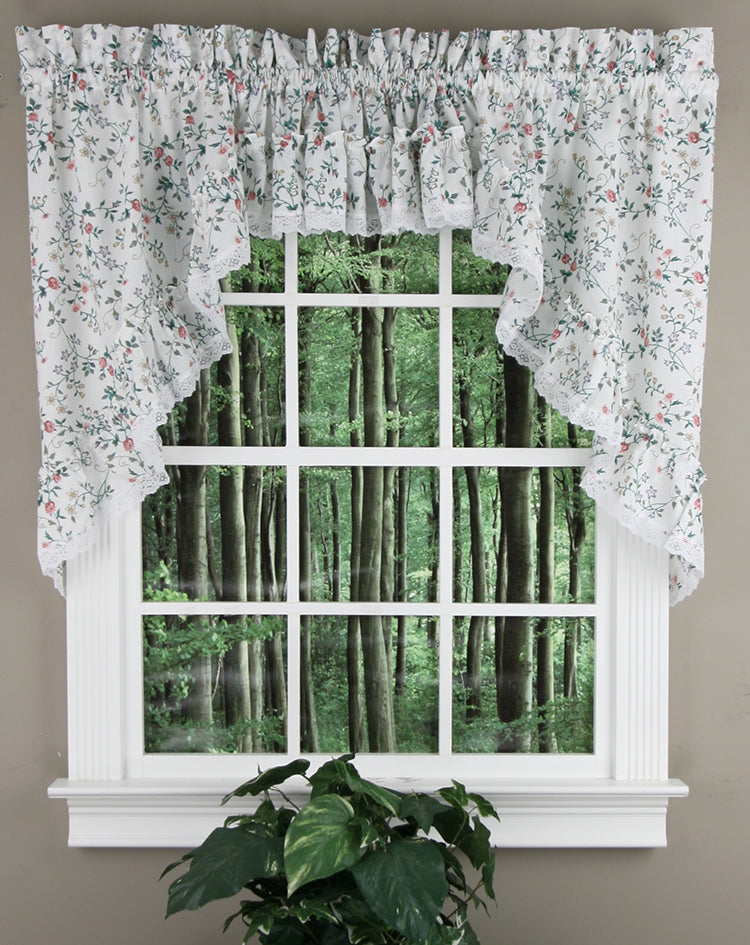 Country Floral Swag Pair Multi Ellis Curtain Jabot & Swag Kitchen