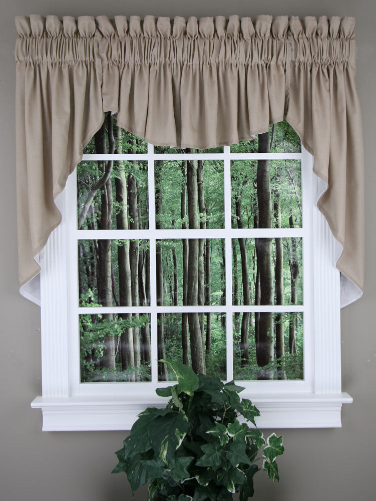 Emery Lined 3 Piece Swag Set 36 Long Taupe Renaissance Kitchen