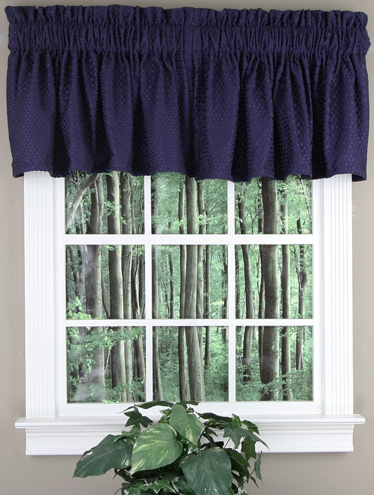 Swags Galore Woven Tailored Valance Navy Kitchen Valances