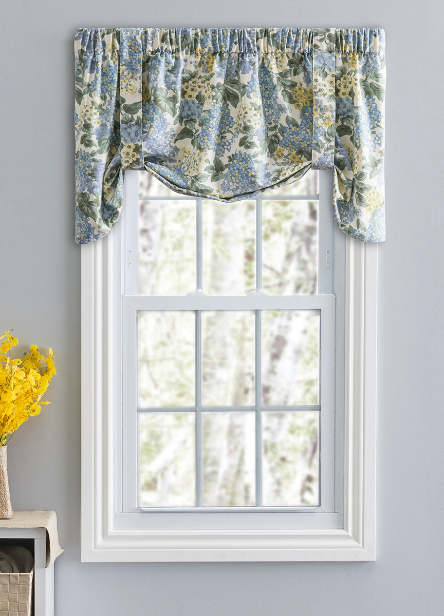 Hydrangea Tieup Valance Blue Swags Galore Kitchen Valances
