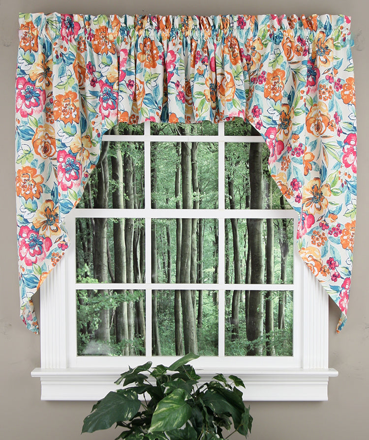 Curtain Store Nicole Floral Swags Multi Jabot & Swag Kitchen