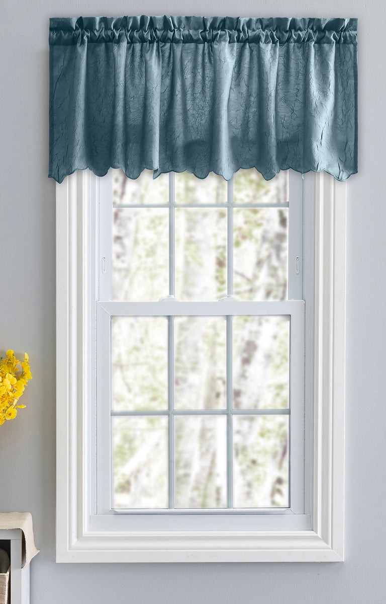 Swags Galore Portland Crushed Sheer Curtain Valance Blue Kitchen
