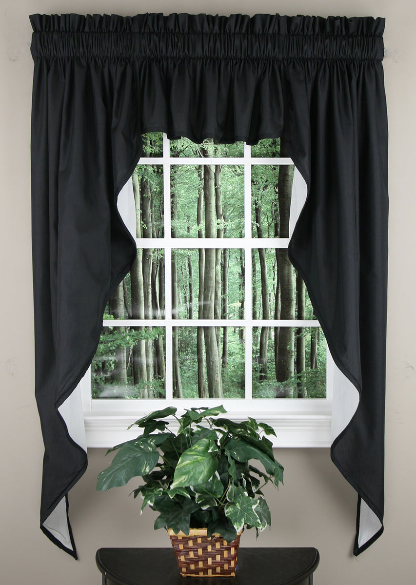 Stacey Lined 3PC Window Swag Black Ellis Curtains Lined Valances
