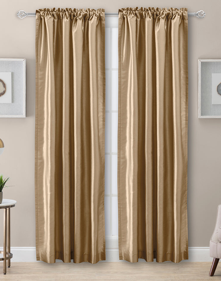 Luna Faux Silk Lined Back Tab Curtain Pair