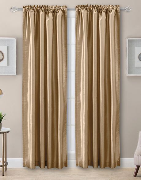 Luna Faux Silk Lined Back Tab Curtain Pair