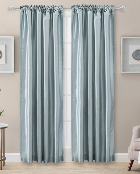 Luna Faux Silk Lined Back Tab Curtain Pair