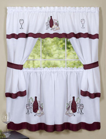 Cabernet Complete Kitchen Curtain Set with ties