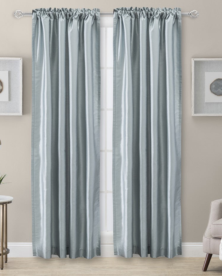 Luna Faux Silk Lined Back Tab Curtain Pair