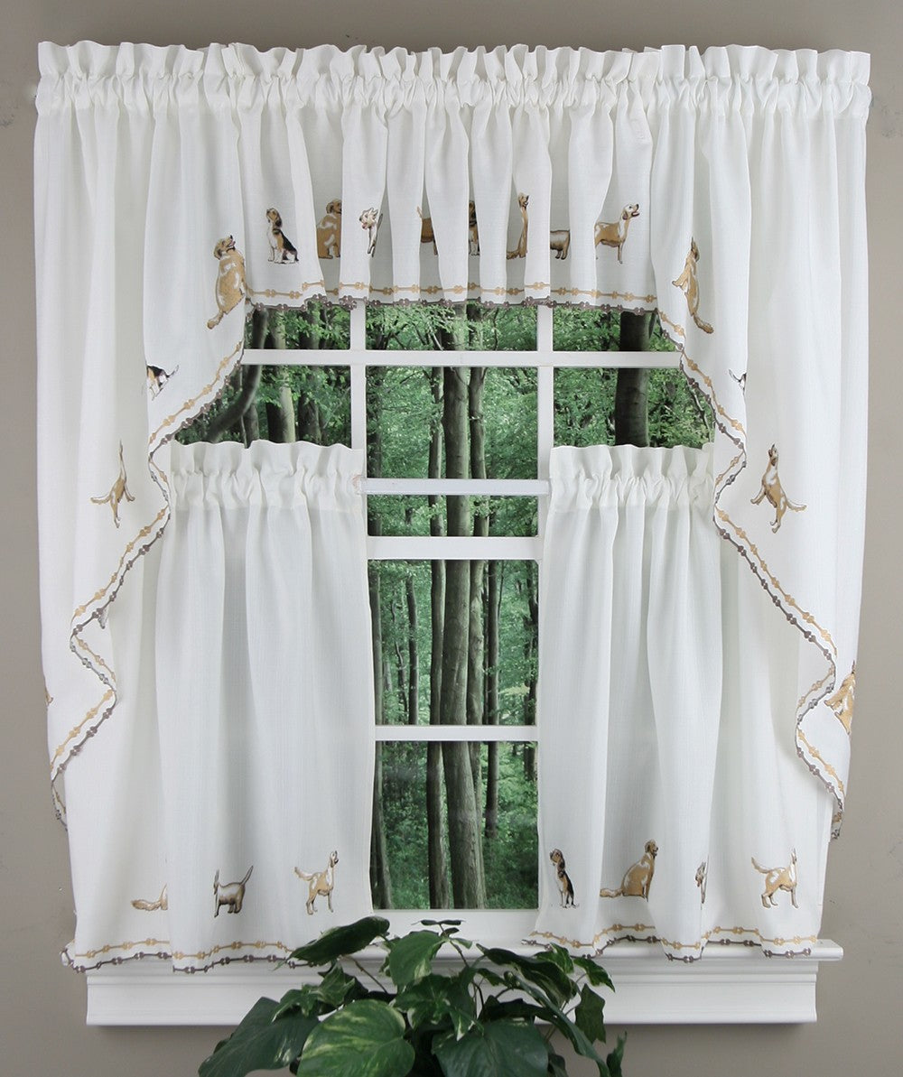 Dogs Embroidered Swag Pair