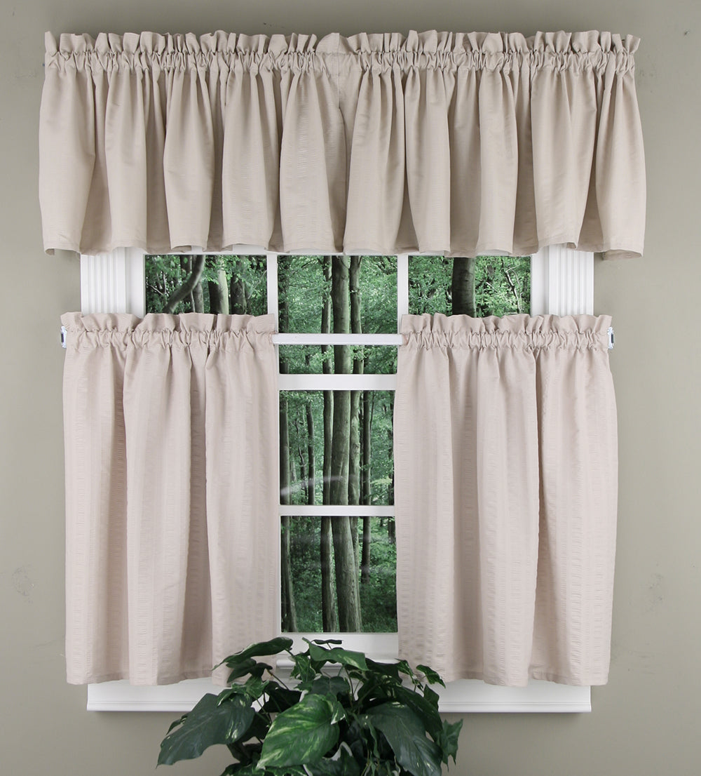 Seersucker Kitchen Curtain Tiers Linen Lorraine Cafe & Tier