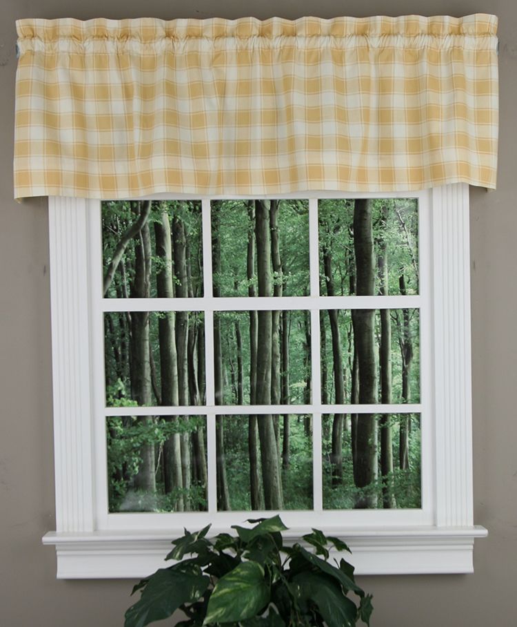 Country Check Valance Butter Ellis Curtains Kitchen Valances