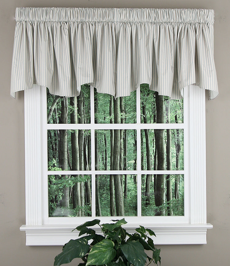 Ticking Stripe Lined Scalloped Valance