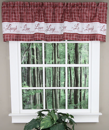 Live, Love, Laugh, Valance & Tier Kitchen Curtain Set