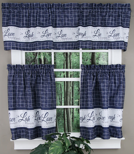 Live, Love, Laugh, Valance & Tier Kitchen Curtain Set