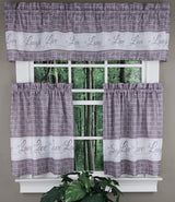 Live, Love, Laugh, Valance & Tier Kitchen Curtain Set