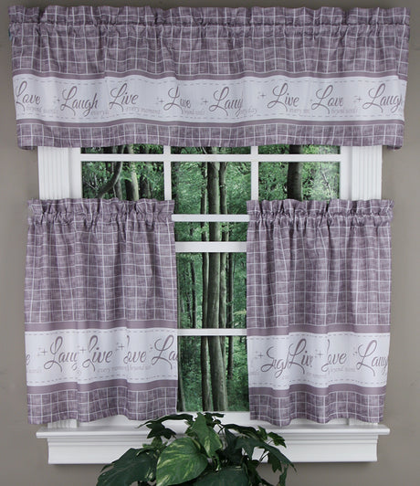 Live, Love, Laugh, Valance & Tier Kitchen Curtain Set