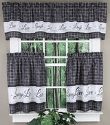 Live, Love, Laugh, Valance & Tier Kitchen Curtain Set
