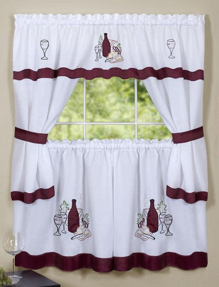 Cabernet Complete Kitchen Curtain Set with ties